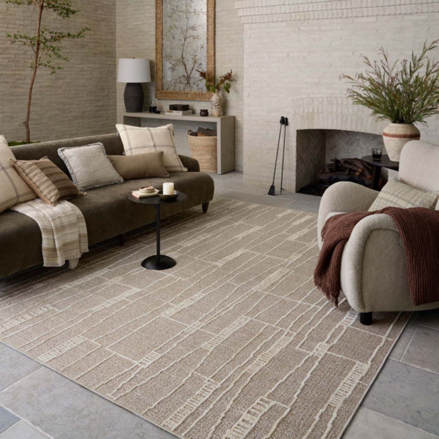 Homvirex area rug styled in a modern living room