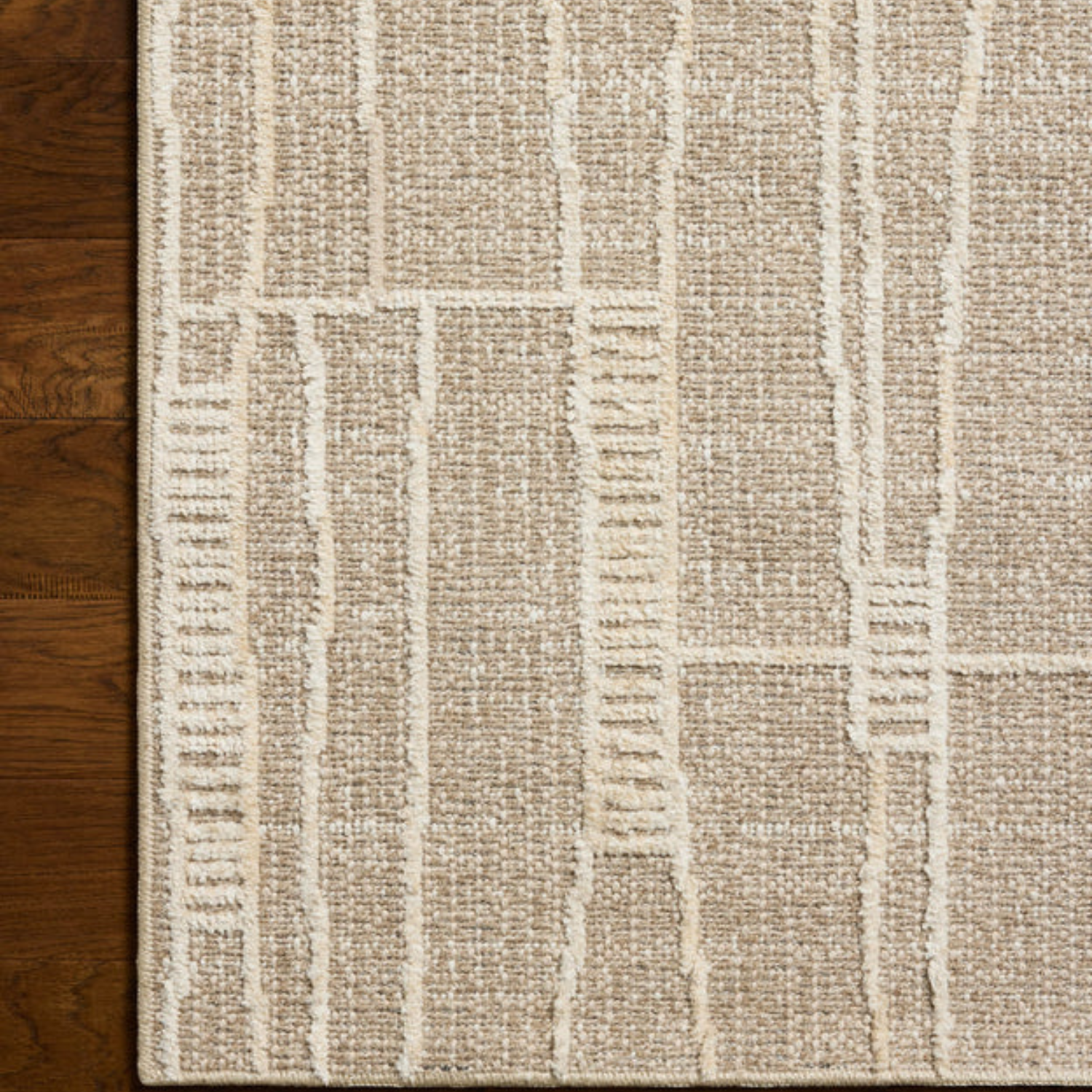 Close-up texture detail of Homvirex Bexley Mushroom Natural rug