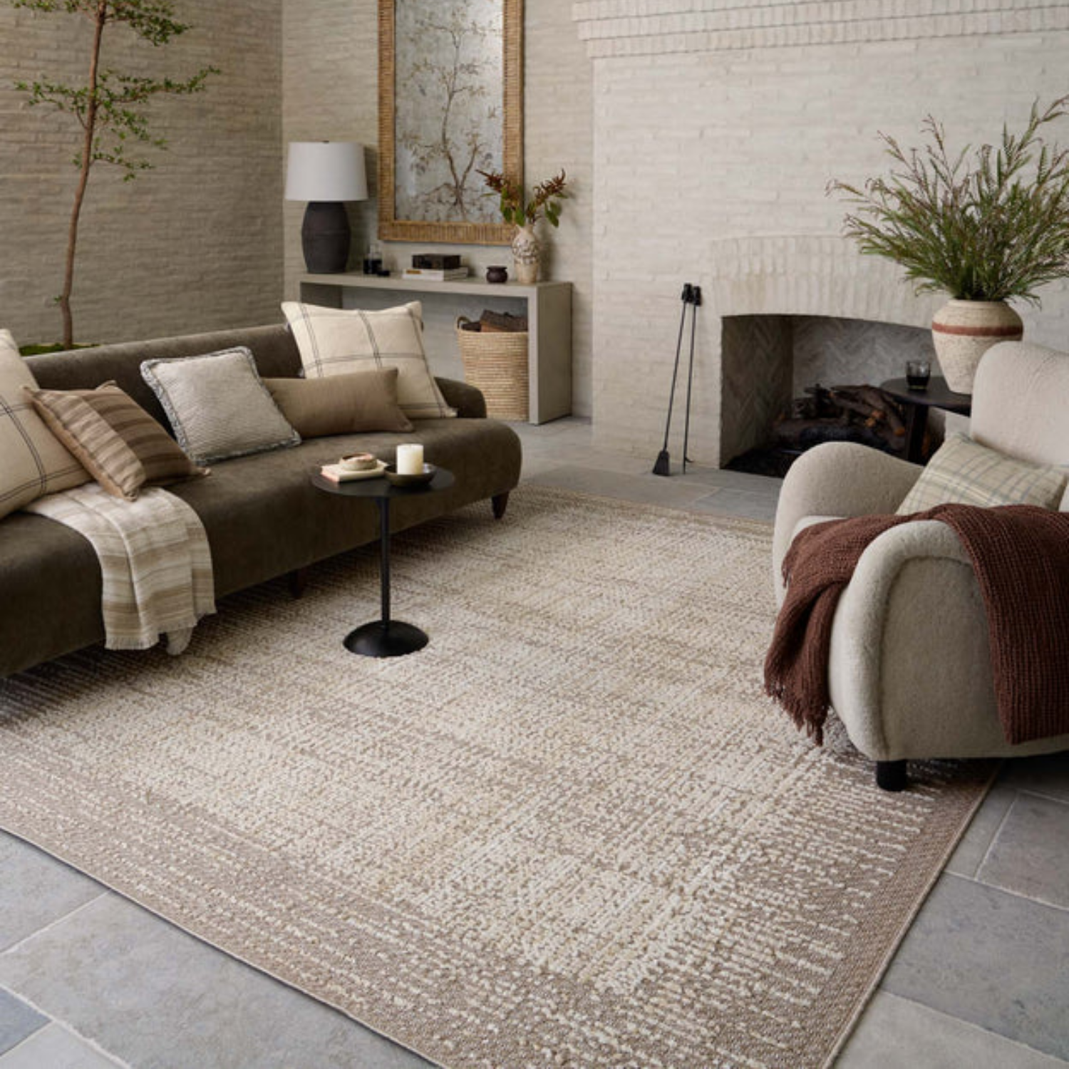 Homvirex area rug styled in a modern living room