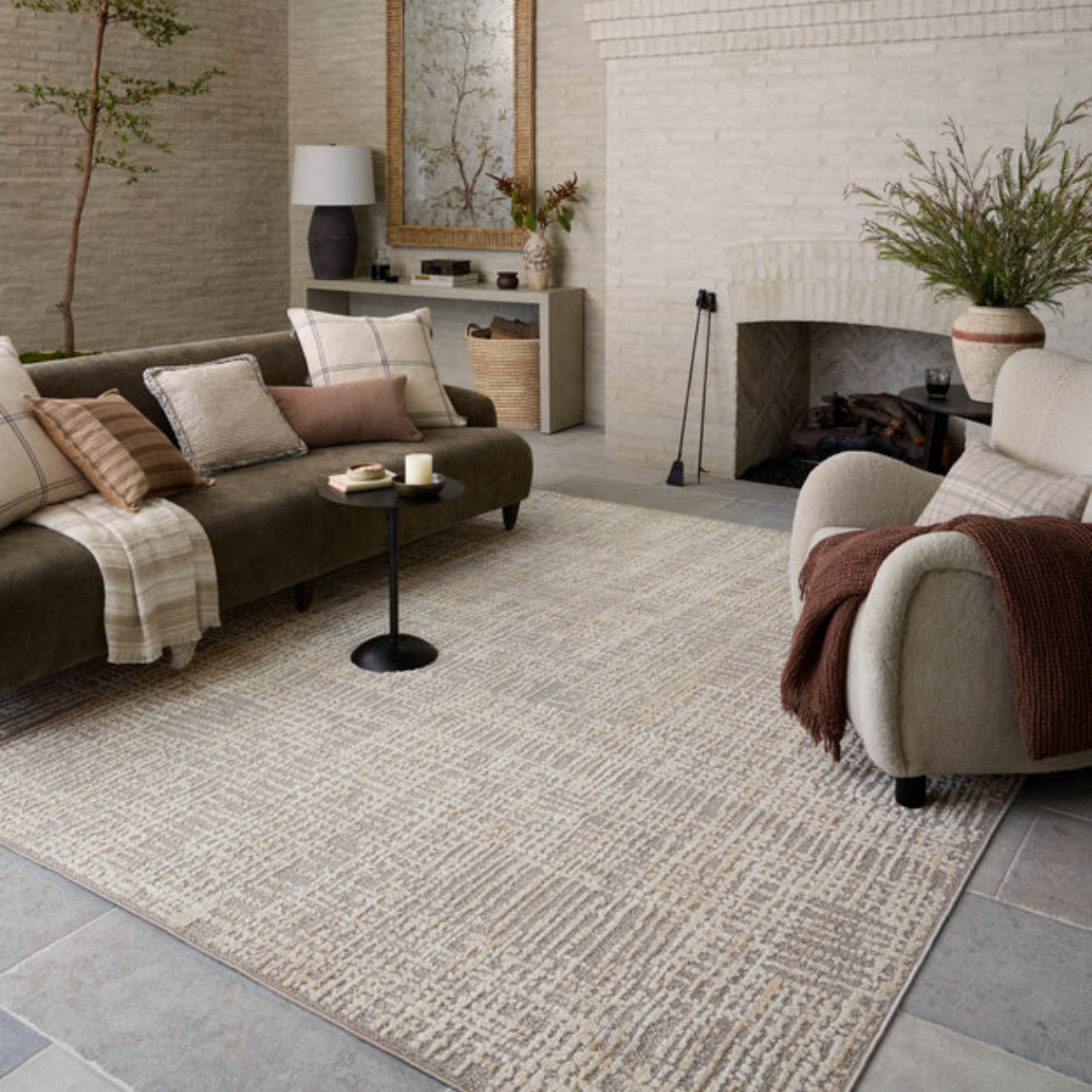 Homvirex area rug styled in a modern living room