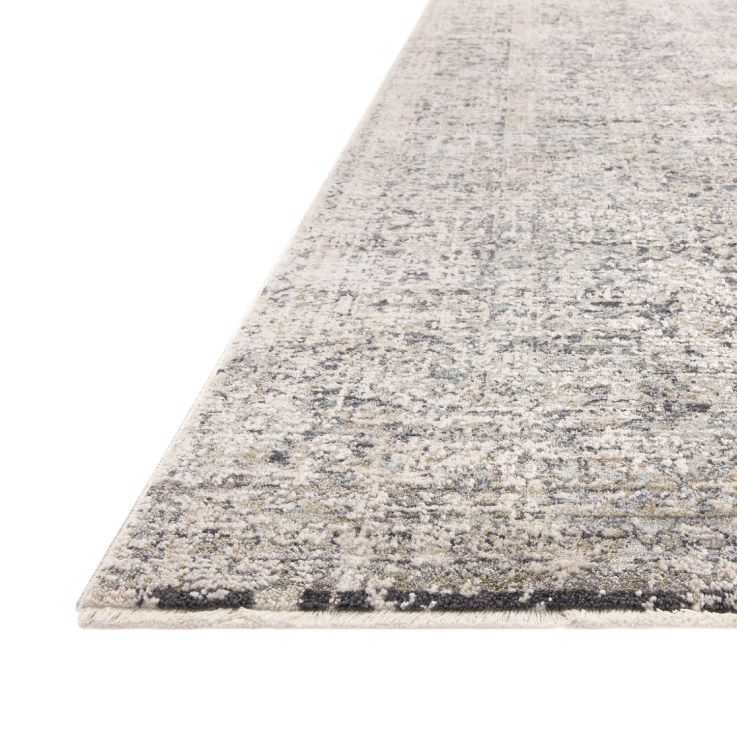 Angled full view of Homvirex Alie Stone Mist area rug