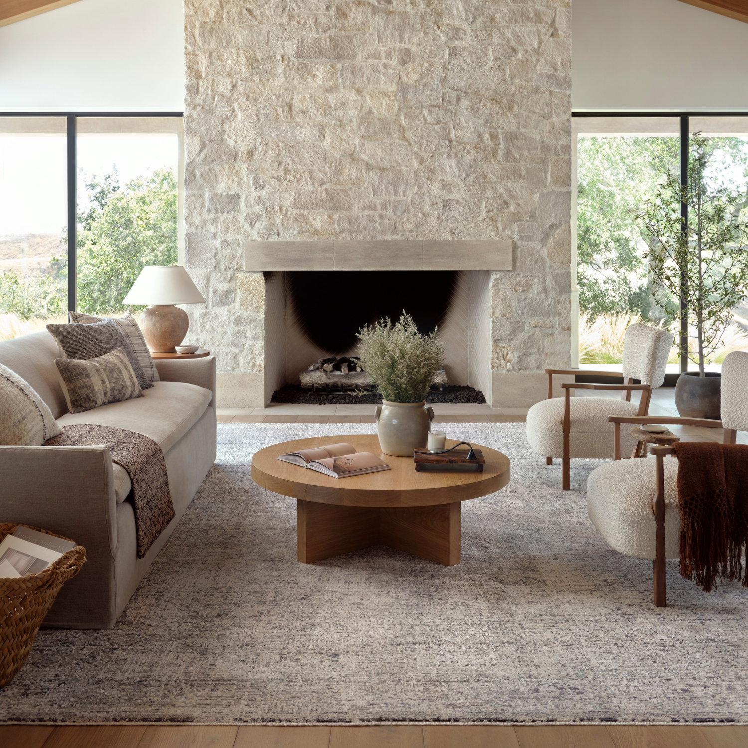 Homvirex area rug styled in a modern living room