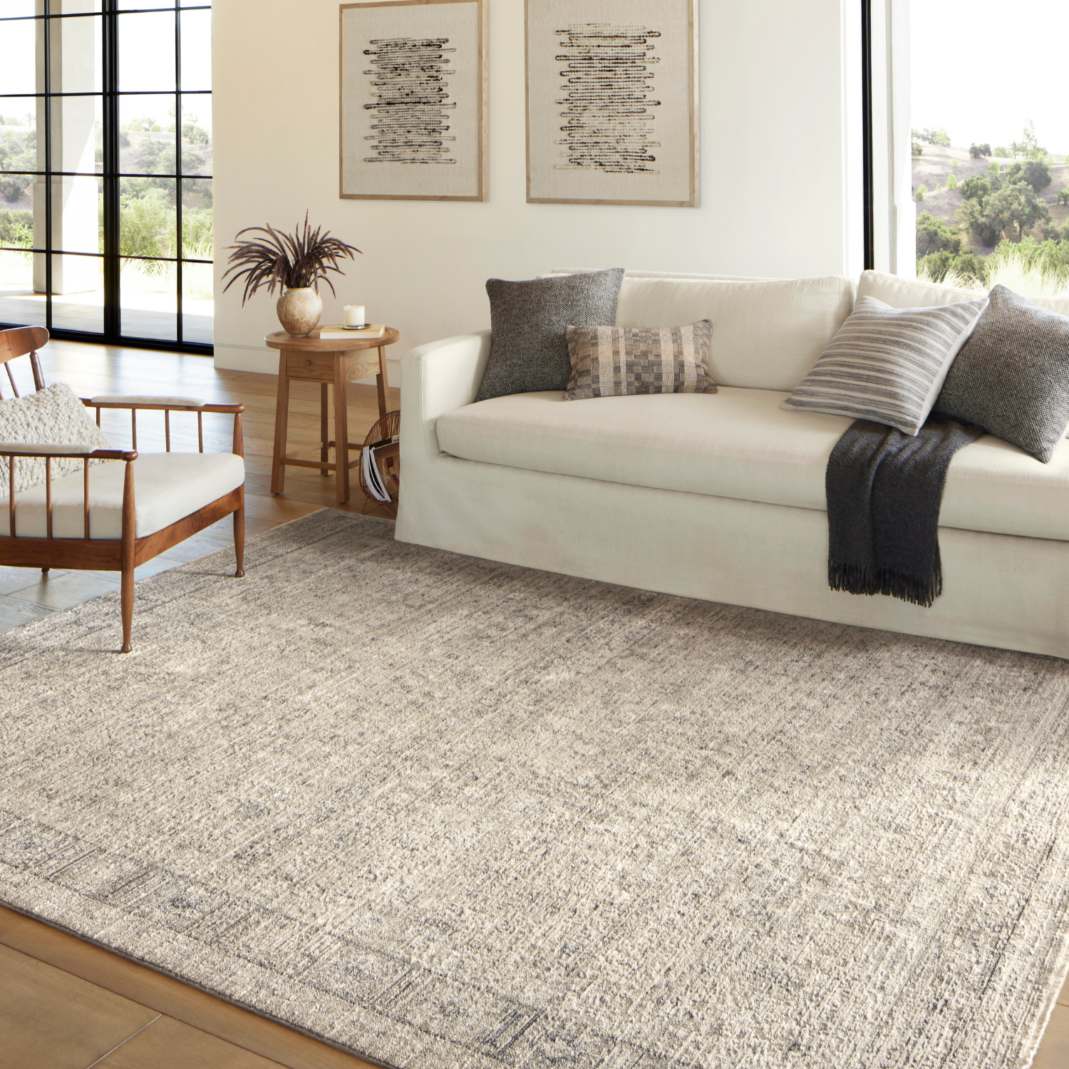 Homvirex area rug styled in a modern living room