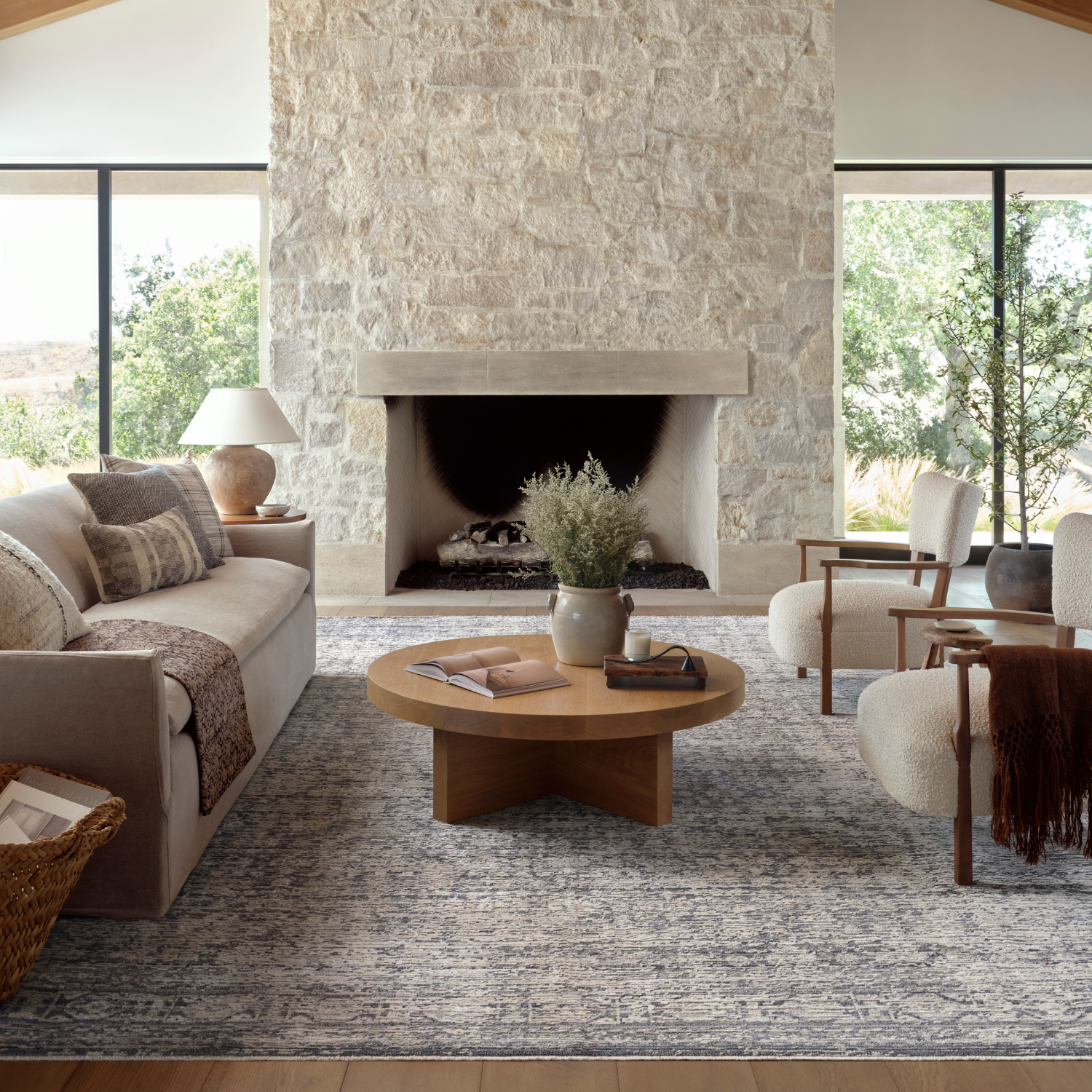 Homvirex area rug styled in a modern living room