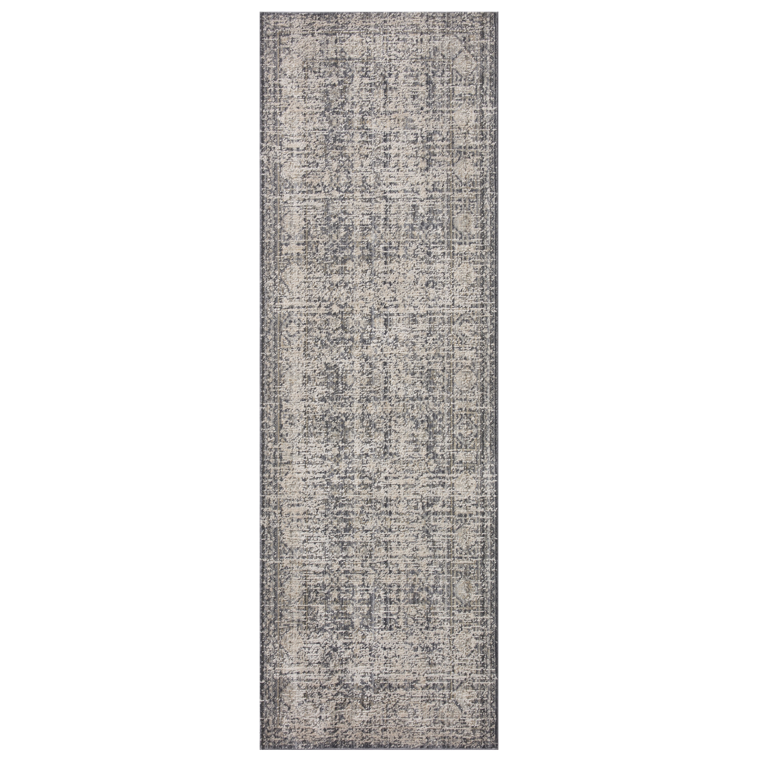 Full runner view of Homvirex Alie Charcoal Dove rug