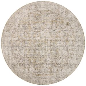 Full view of Homvirex Alie Gold Beige round rug