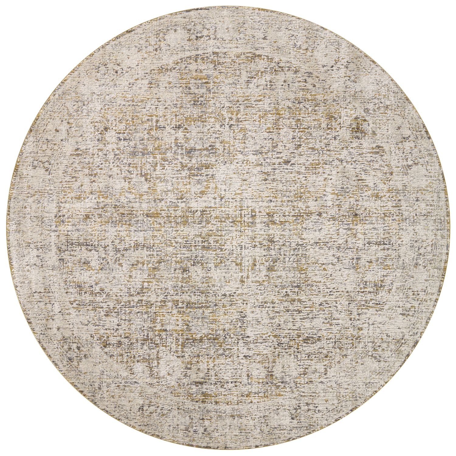 Full view of Homvirex Alie Gold Beige round rug