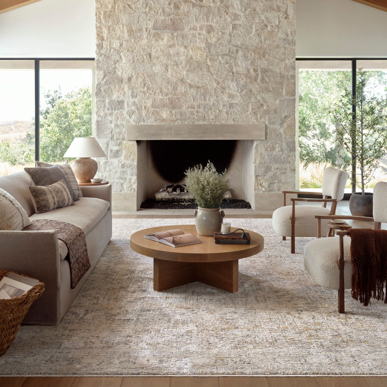 Homvirex area rug styled in a modern living room